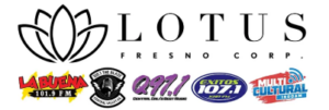 Lotus Fresno Corp logo, La Buena logo, The Blaze logo, Q97.1 logo, Entos 107.1 logo, Multi-cultural logo