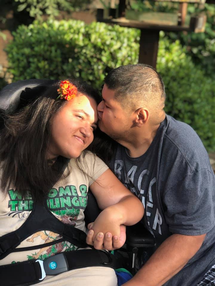 Cameron Beckett with his fiancee, Brittany.