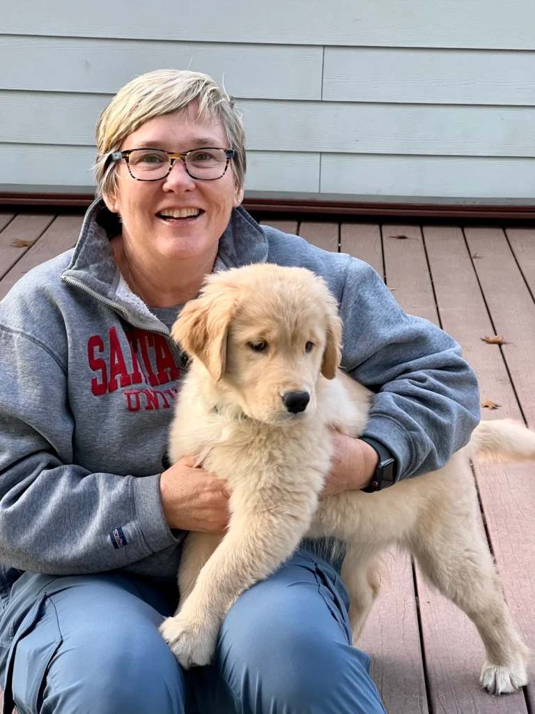 Kelly Cunningham and cuddly Lola.