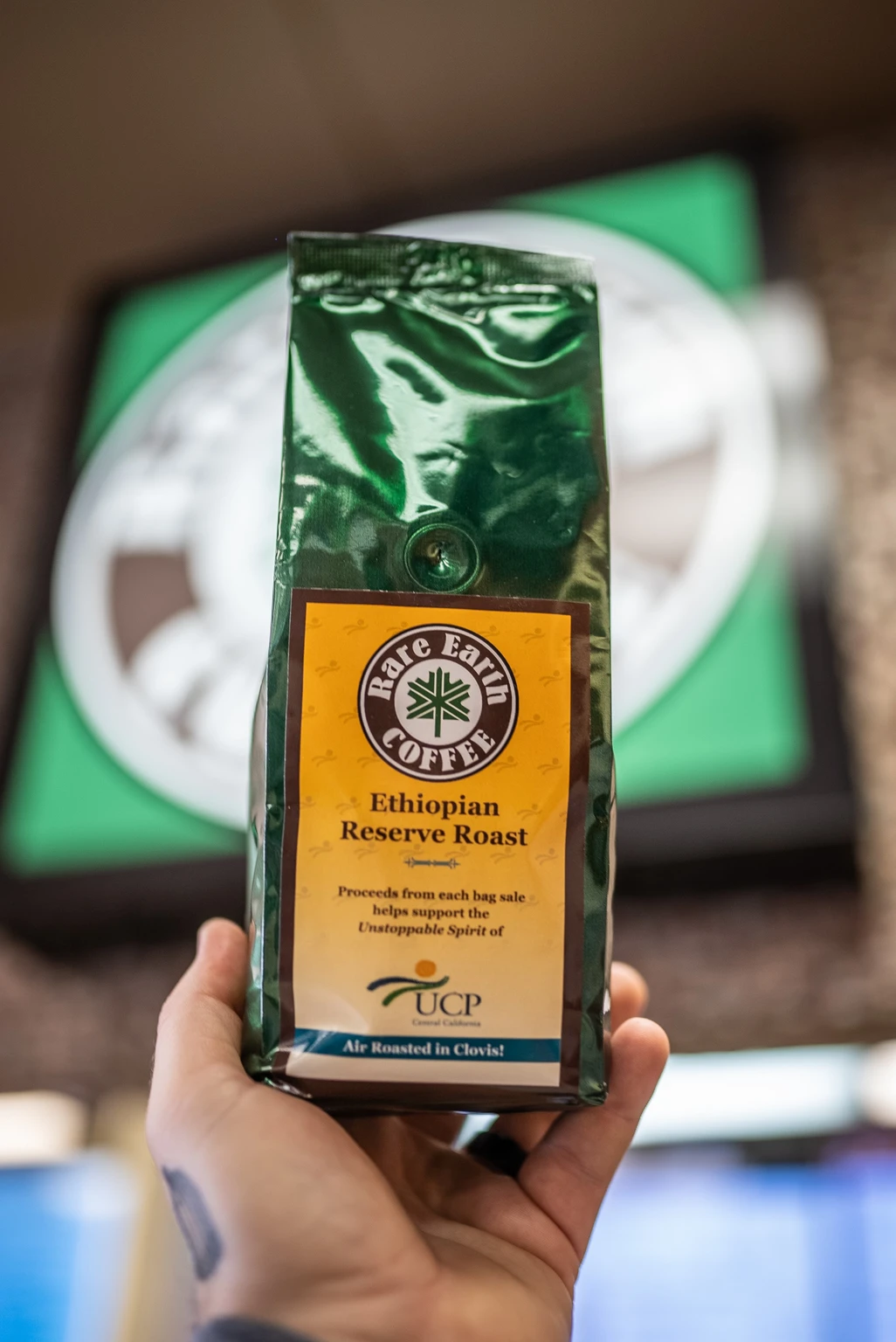 A bag of Rare Earth coffee